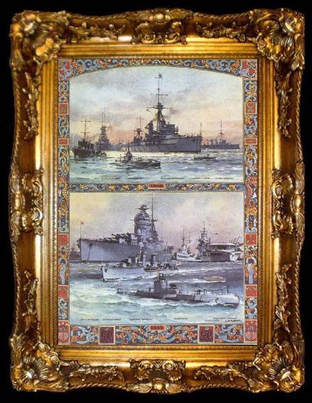 framed  unknow artist engelska flottan 1910 och 1935, ta009-2